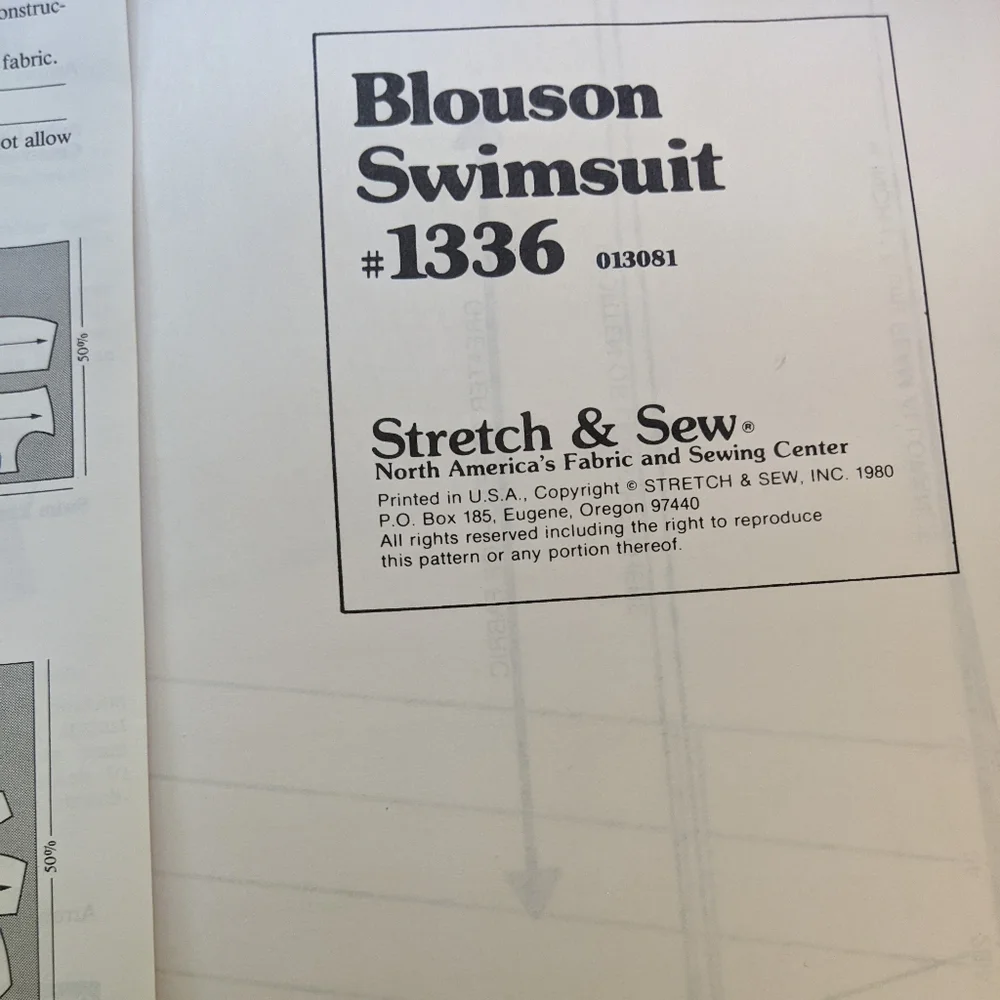 Vintage 1981 Stretch & Sew Patterns #1336 blouson swimsuit, Romper style